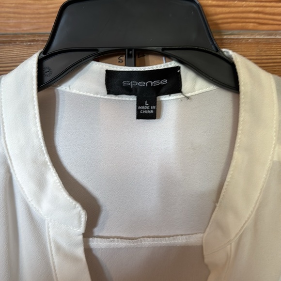 Spense Cream Roll-Tab Sleeve Blouse – Women’s Size Large - Picture 5 of 6